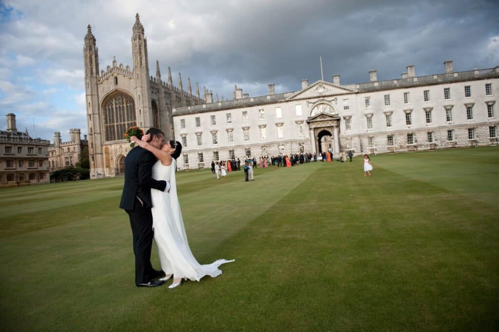 Cambridge wedding venues — ceremony in King’s College Chapel courtyard