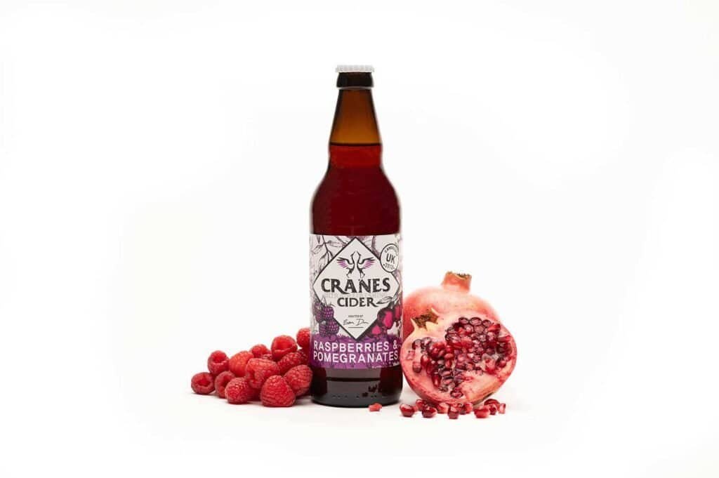 Cranes cider raspberries pomegranates
